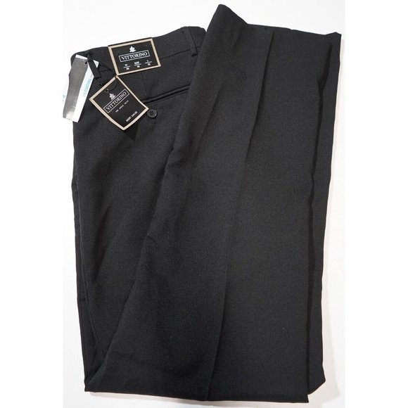NWT! Men's VITTORINO Flat Front‎ Dress Pants, Size 36 X 32 Black - Picture 1 of 6